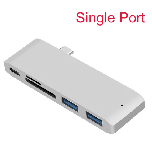 Single Silver GOOJODOQ концентратор USB Type C для чтения карт USB C концентратор 3,0 адаптер комбинированный с sd-слотом для MacBook Pro USB-C питания - Цвет: Single Silver