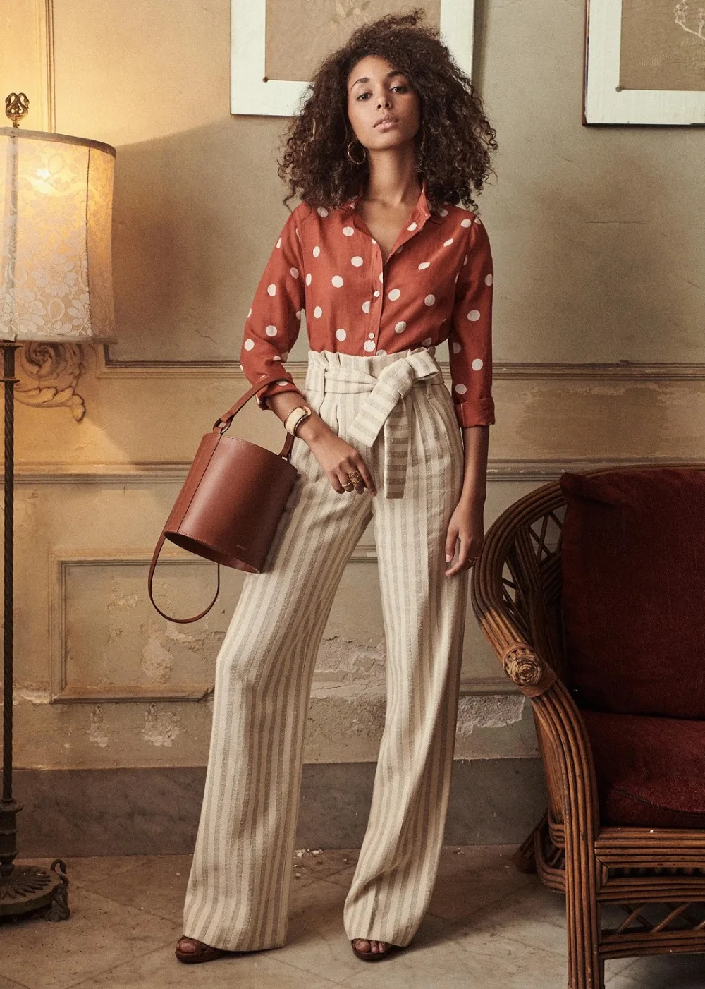 2019 новый стиль 100% Шелковая Женская милая блузка в горошек с принтом и длинным