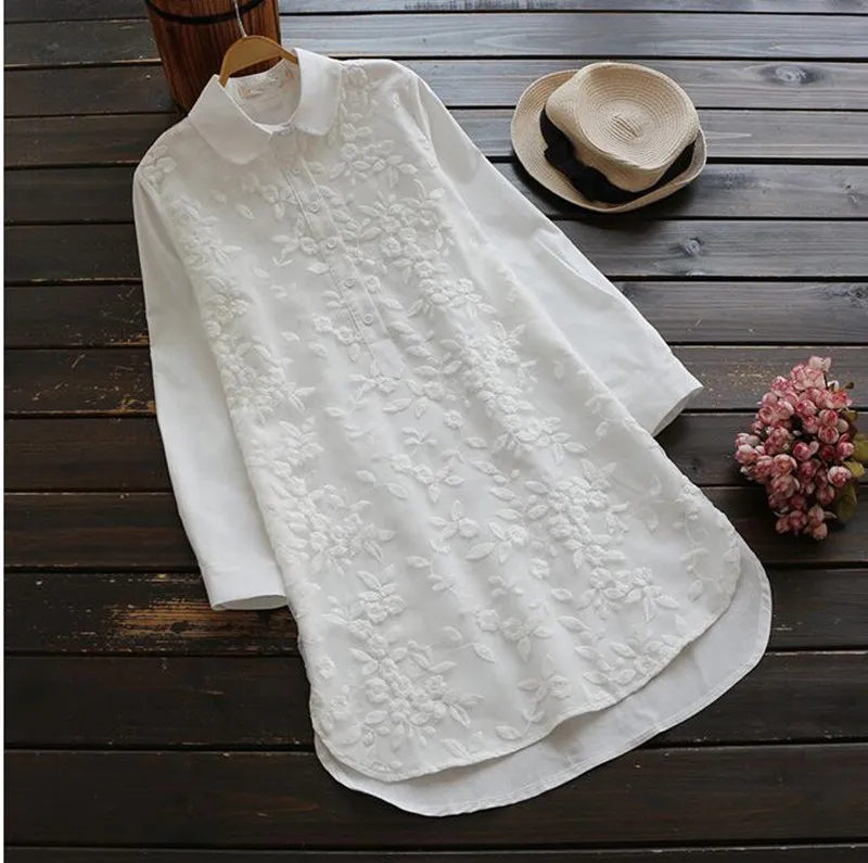 Короткие женские блузки белого цвета 2021 модные с цветочной вышивкой Детская