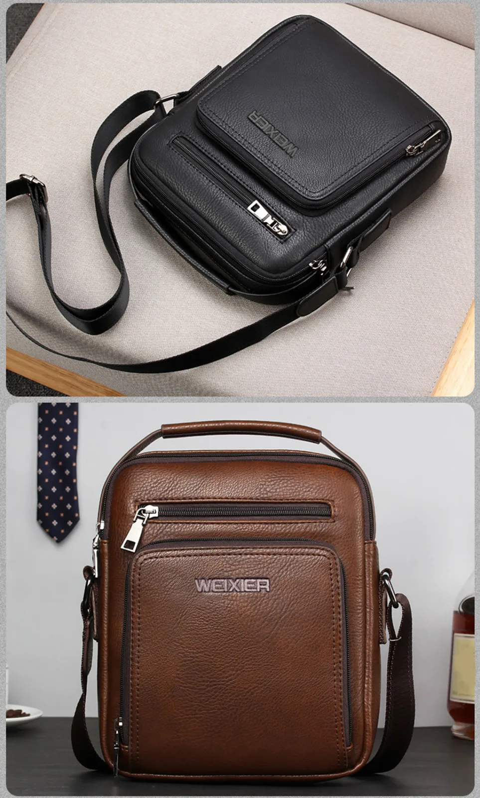 Men's Shoulder Bag Casual Pu Leather Messenger Bag Men's Handbag High Quality Men's Shoulder Bag Black Bag Bolsa#20