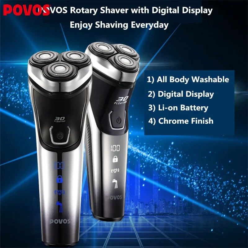 Горячие POVOS Прямая продажа с фабрики перезаряжаемые электробритва моющиеся