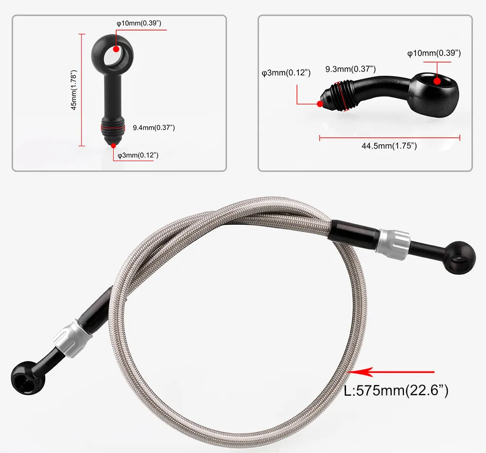 Гидравлический тормозной шланг для мотоцикла линия кабеля M10 банджо Плетеный