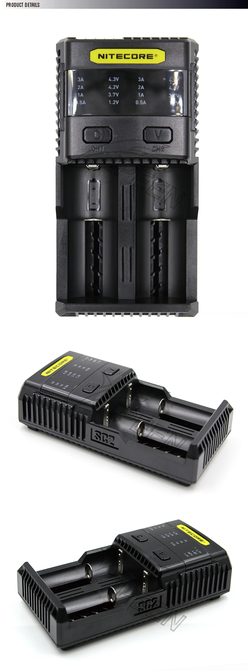 NITECORE SC2 SC4 Зарядное устройство интеллигентая(ый) Батарея выход USB зарядного устройства 3A для LiFePO4 литий Iion металл-гидридных или никель-гидридных и никель-кадмиевых типов аккумуляторов 18650 10340 10350 10440
