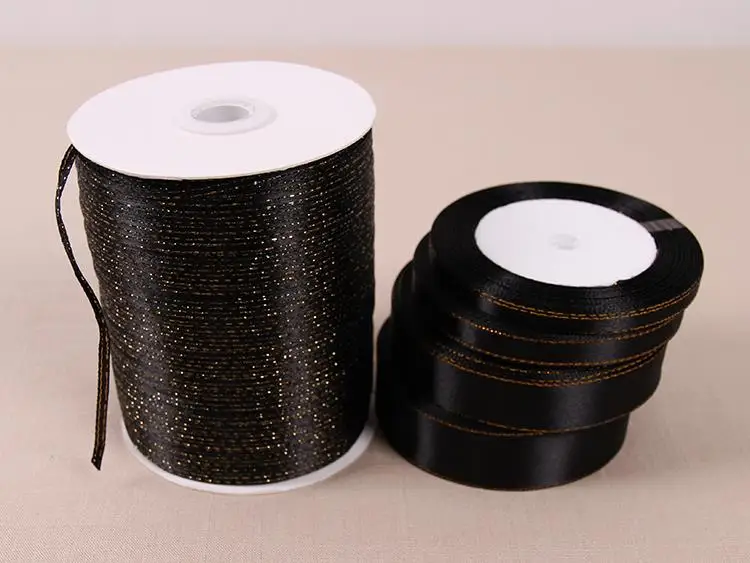 Черная шелковая атласная лента золотое украшение для свадебной вечеринки