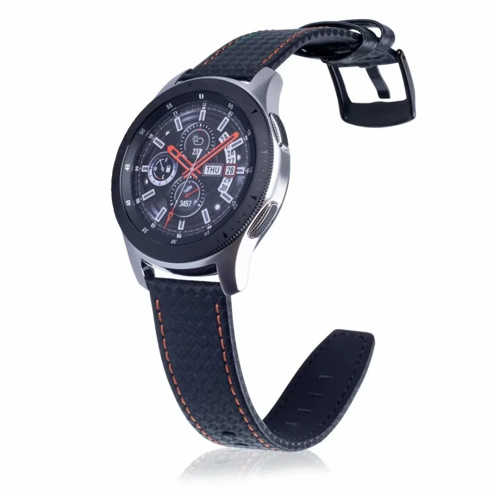 Петля из углеродного волокна натуральной кожи для samsung Galaxy gear S3 22 мм браслет ремешок для Galaxy Watch 46 мм huawei Watch 2 gt