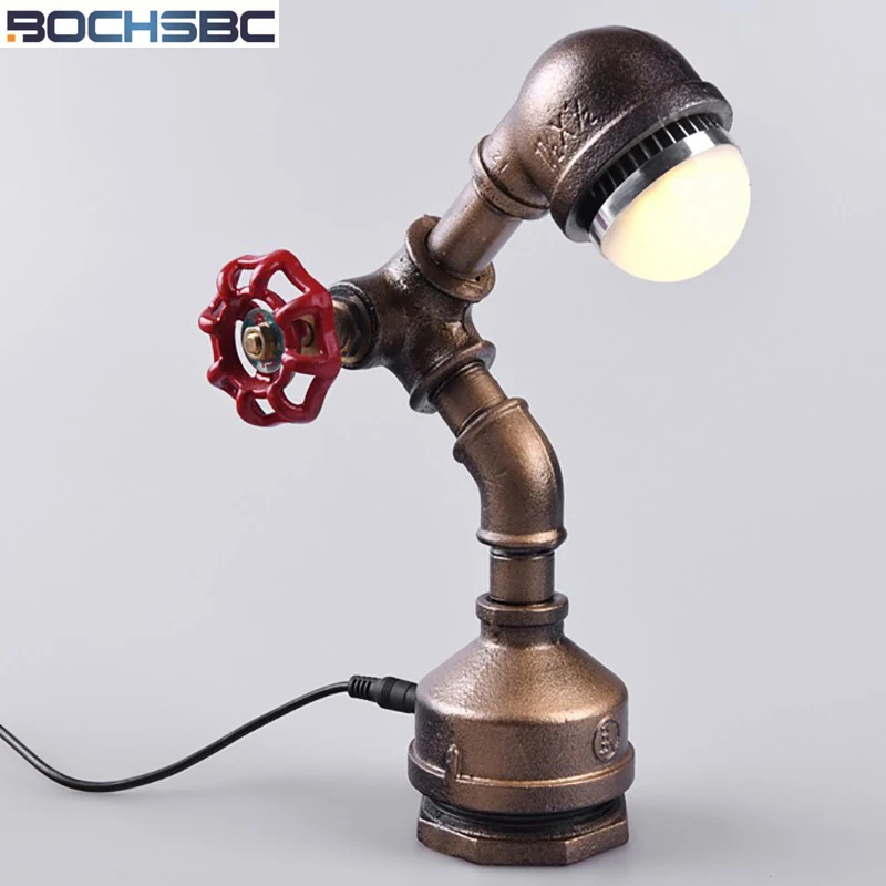 

BOCHSBC Retro Pipe Robot LED Lamp Lights for Bedroom Cafe Bar Study Room Table Lamp Loft Industrial Light Decorat Lampe de table