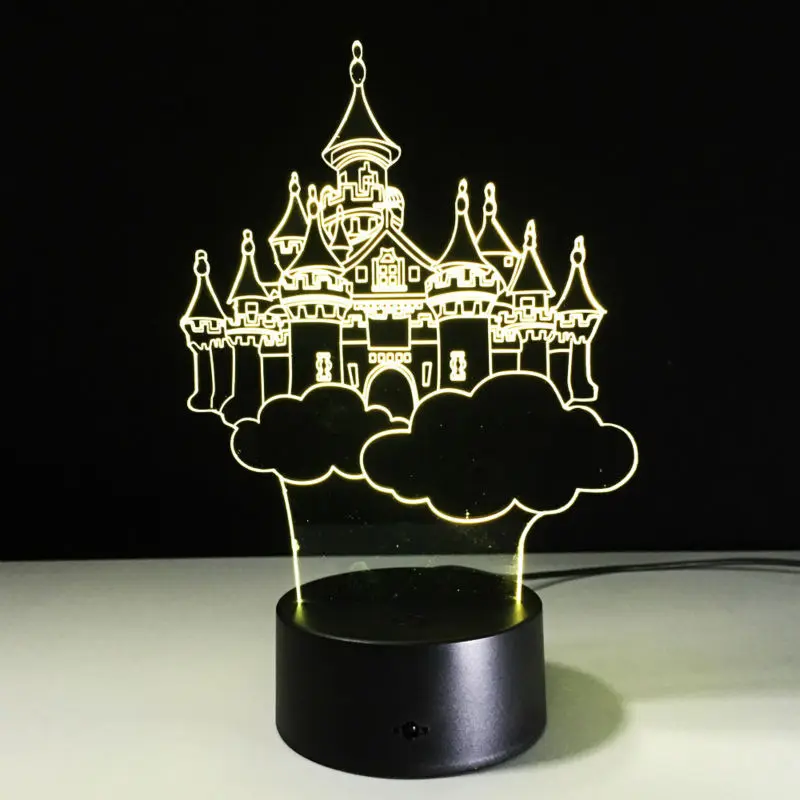 Движущаяся 3d светодиодный ПА в виде древнего замка изменяющийся акриловый
