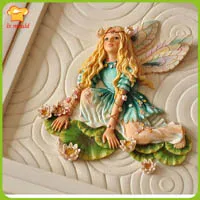 D new flower fairy silicone mold angel fondant mold chocolate mould ultra light clay cake decoration mold relief - Цвет: D