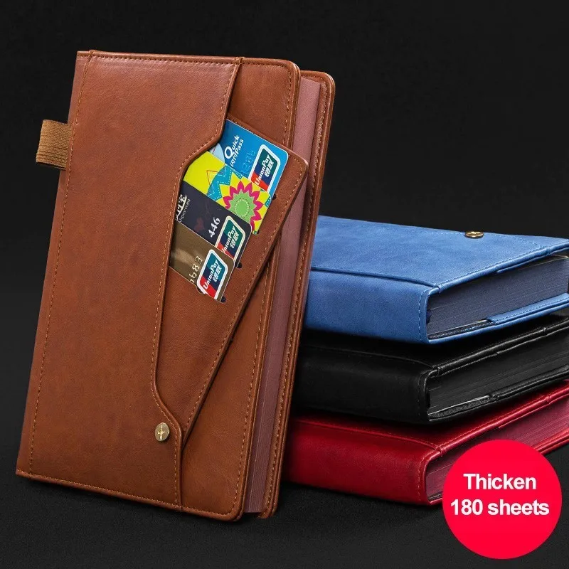 Notebook stationery with business card soft leather conference working record book A5 notebook for College Students | Канцтовары для