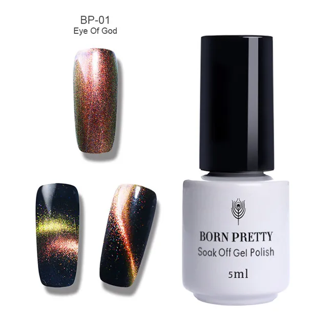 BP-01 5ml Born pretty, голографическая глаз хамелеона кота Гель-лак для ногтей Магнитный замочить от УФ-гель маникюр лак для ногтей черная основа требуется - Цвет: BP-01 5ml