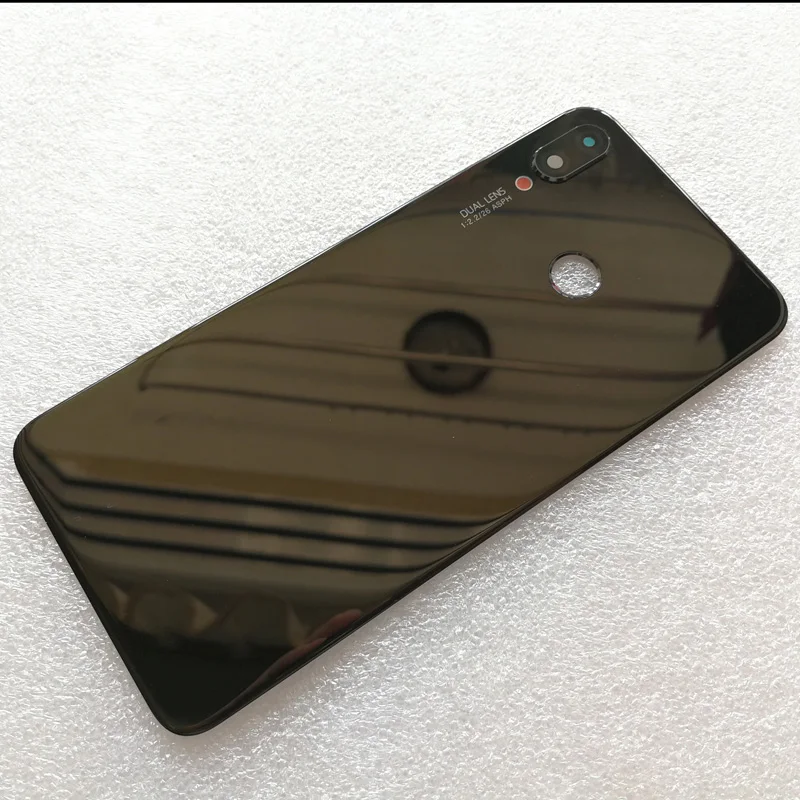Оригинальная 3D стеклянная задняя крышка батарейного отсека для huawei nova 3i nova 3i(P Smart+) Крышка батарейного отсека Крышка дверного корпуса Запасные части рамка камеры - Цвет: Черный