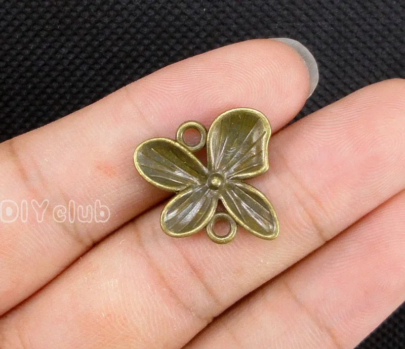50pcs-старинный Серебряный/Бронзовый четырехлистный Соединитель с цветочным