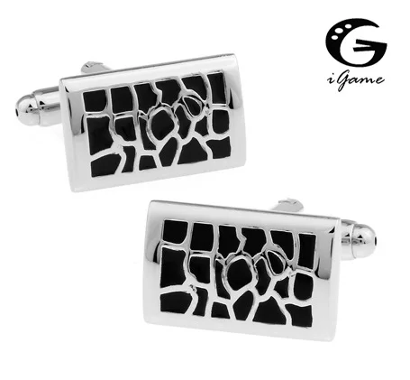 Бесплатная доставка мужские запонки серебряный цвет медь Черный Тисненый дизайн
