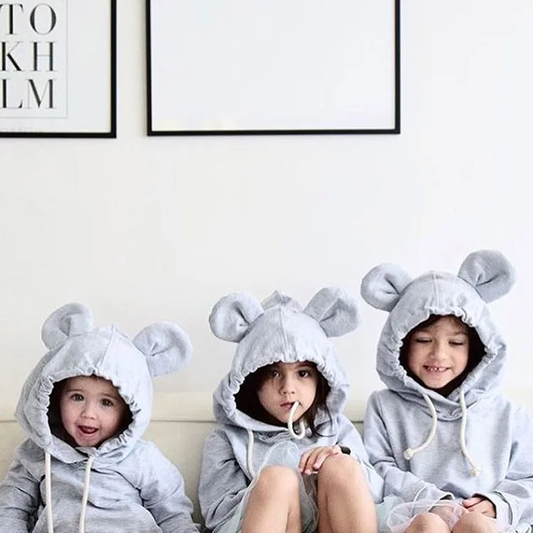 Свитер с капюшоном для детей 1-5 лет; толстовки с капюшоном для мальчиков с милыми медвежьими ушками; детская одежда унисекс; топы для девочек; пальто; Повседневная Верхняя одежда для детей