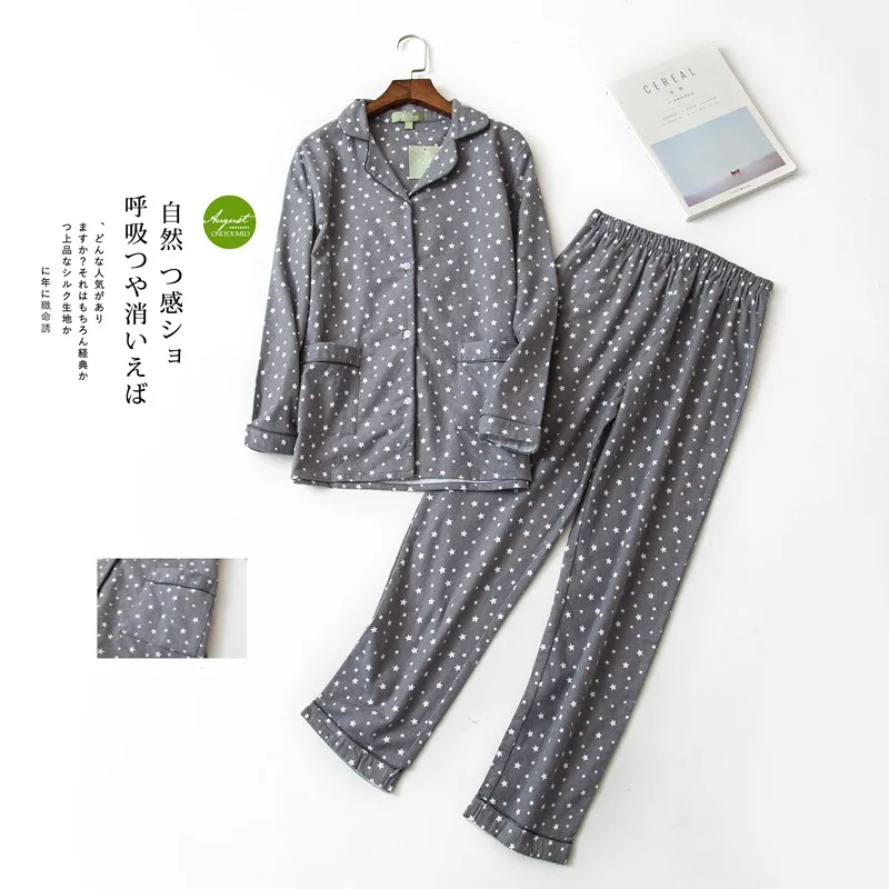 ZOOLIM/осенне-зимние пижамы женские с брюками 100% хлопок отложным воротником