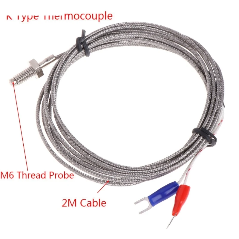 Резьба M6 Винт зонд Датчик температуры термопары K Тип диапазон 0-400 градусов 2 м