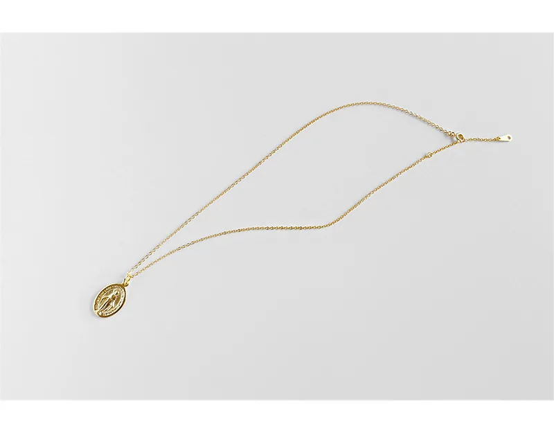 Leouerry 925 пробы Серебряное ожерелье Девы Марии монета с портретом 18K позолоченное ожерелье с подвеской на ключичную цепочку женское ювелирное изделие