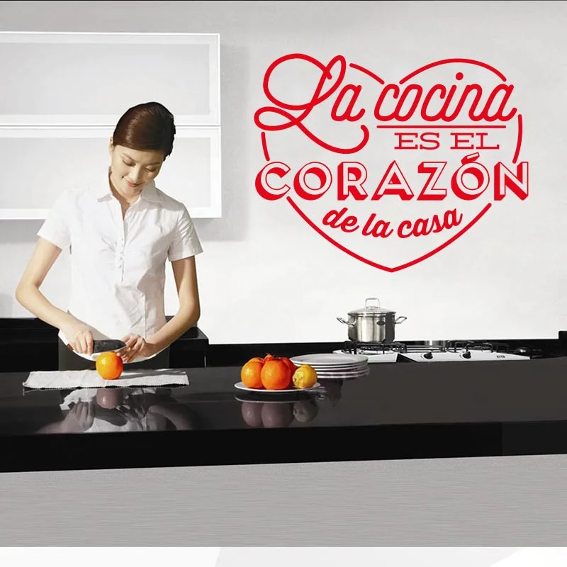 Настенные наклейки Испанский Cocina сердце виниловые настенные наклейки для кухни на стены домашний Декор украшение дома художественные обои DW1051