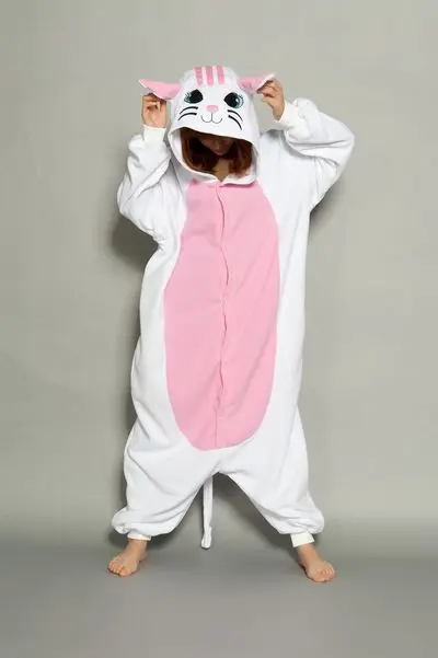 Пижамы с изображением животного белого кота милый костюм для косплея сезон