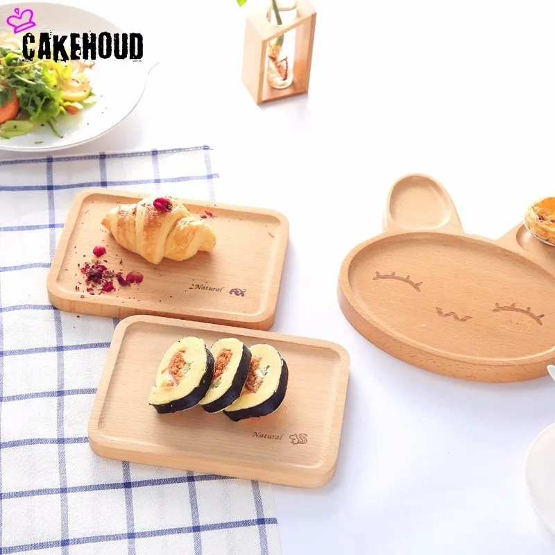 High Quality Chinese Solid Wood Tray Black Walnut Wood Environmental Protection Paint Restaurant Home Cake Plate Tea Plate Set
