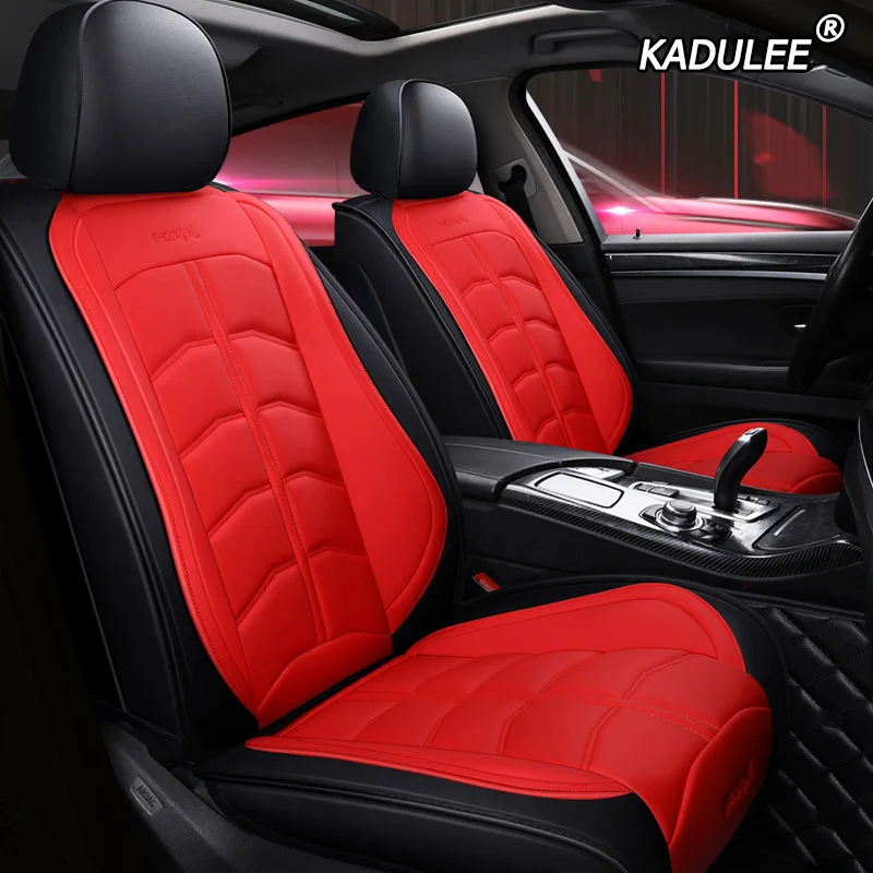 black red KADULEE роскошные кожаные автомобильные чехлы на сиденья для Land Rover Discovery Sport freelander Range Sport Evoque Defender авто аксессуары - Название цвета: black red