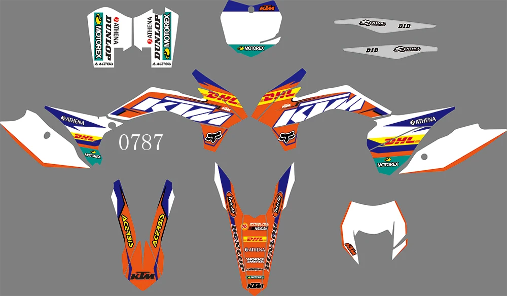 0787 Motorcycle Team Graphic& Backgrounds Decal Stiker Kits for KTM EXC XCW XCF-W