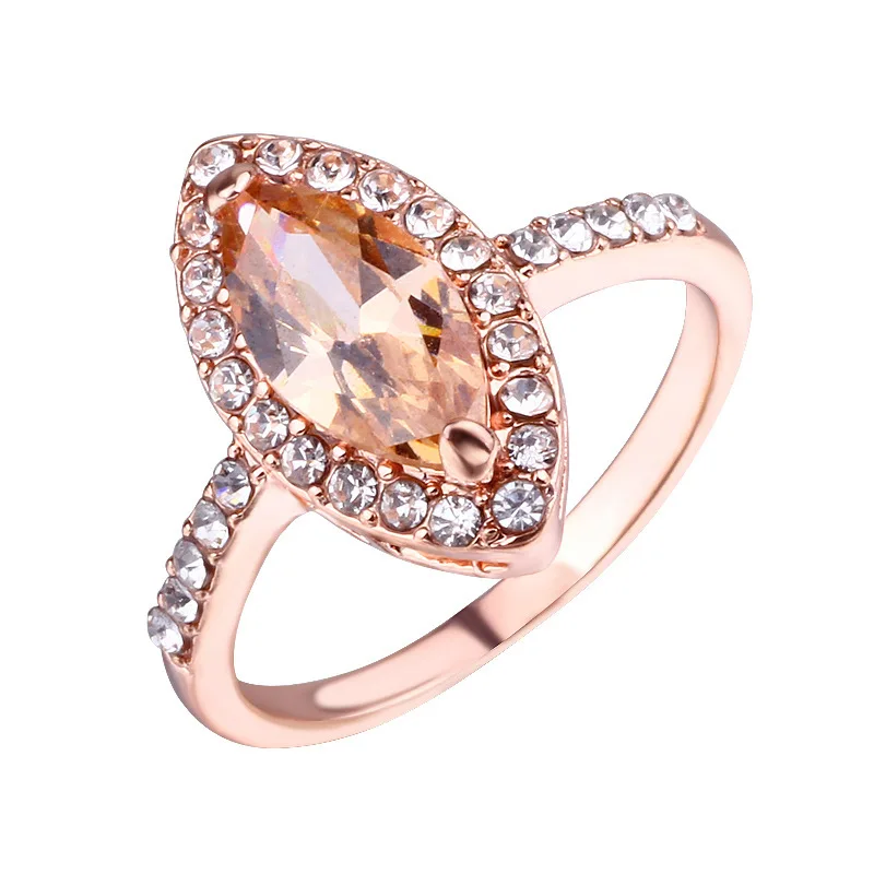 1 Pcs Classic Oval Inlaid Crystal Gold Rings Lady Fashion Exquisite Wedding Anniversary Jewelry Gifts Women Ring | Украшения и