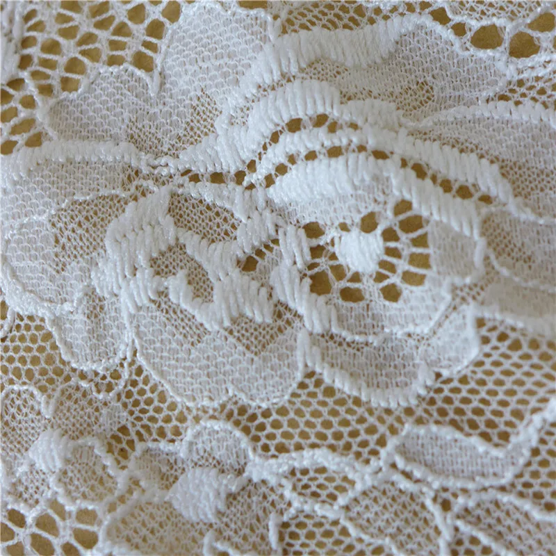 3 ярда белая кружевная ткань с ресницами Шантильи вышитая фестонка цветочный