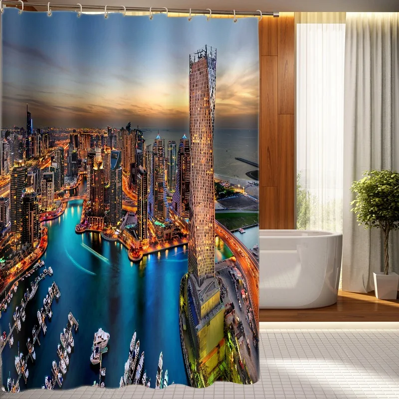 The city under the night 3D Blackout Curtains Healthy non-pollution Digital Print Customiz Design Tablecloth Shower Curtain Bed | Дом и сад