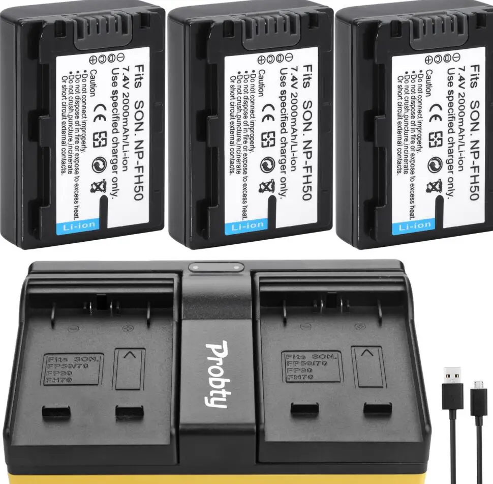3battery and charger NP-FH50 Батарея+ Зарядное устройство для sony NP-FH40 DSC-HX1 HX100V DSLR A230 A330 DCR-SR42 DCR-SR60 DCR-SR62 DCR-SR80 DCR-SR82 - Цвет: 3battery and charger