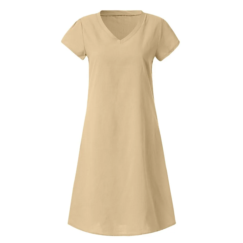 Женское платье Лето Хлопок и лен v-образным вырезом Стиль Feminino Vestido хлопок
