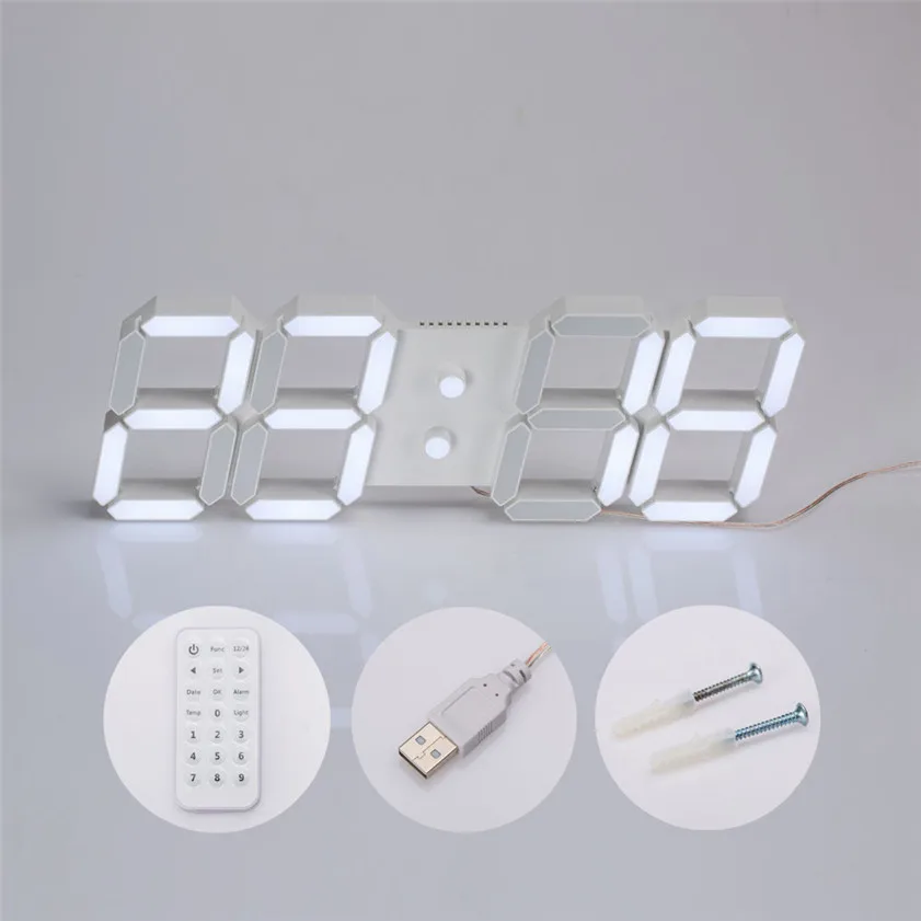 USB relojes de pared casa horloge murale le3D Современный цифровой светодиодный настенные часы с таймером 24/12 часов дисплей