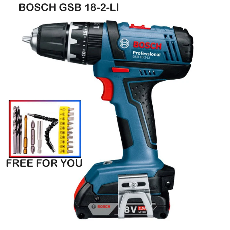 Bosch GSB18-2-LI аккумуляторная ударная дрель электрическая отвертка Электроинструмент литиевая батарея отвертка сверло для стен - Цвет: GSB18-2-LI