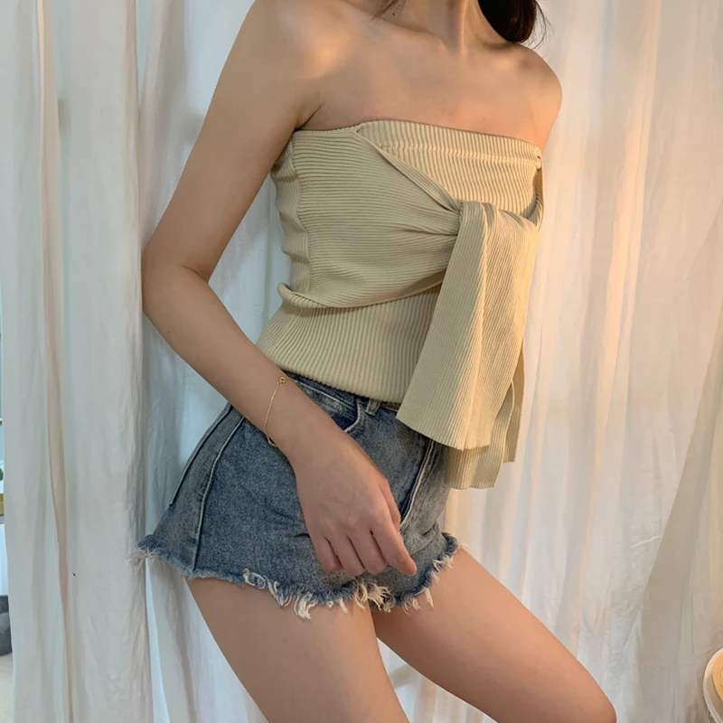 Модный женский летний сексуальный жилет без рукавов с перекрестными бретельками