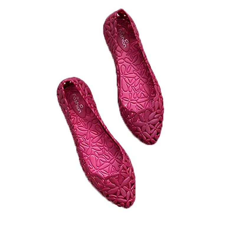 sandalYMX67 red Женская обувь на плоской подошве; коллекция года; сезон лето; уличная пляжная обувь без застежки; женская прозрачная обувь с цветочным узором; Лидер продаж; Модные балетки на плоской подошве с острым носком - Цвет: sandalYMX67 red