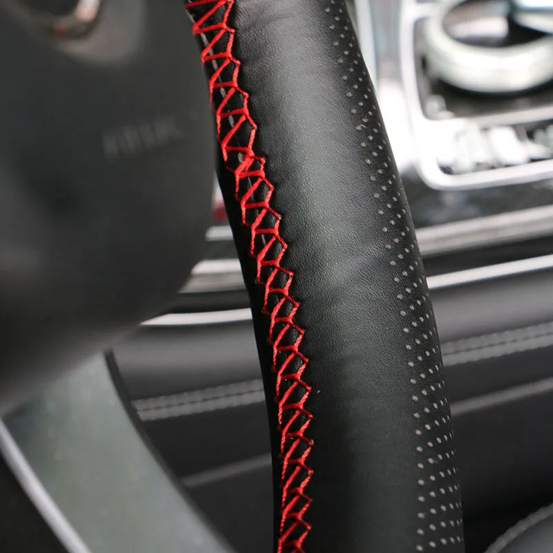 DIY натуральная кожа чехол рулевого колеса автомобиля с иглами и резьбой Универсальный Funda Volante Cuero
