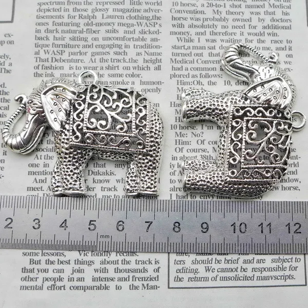 

20pcs Charm elephant Pendant 59*47.5mm 17.6g Antique silver Handmade Jewelry Making DIY Supplies European Alloy accessories Hot