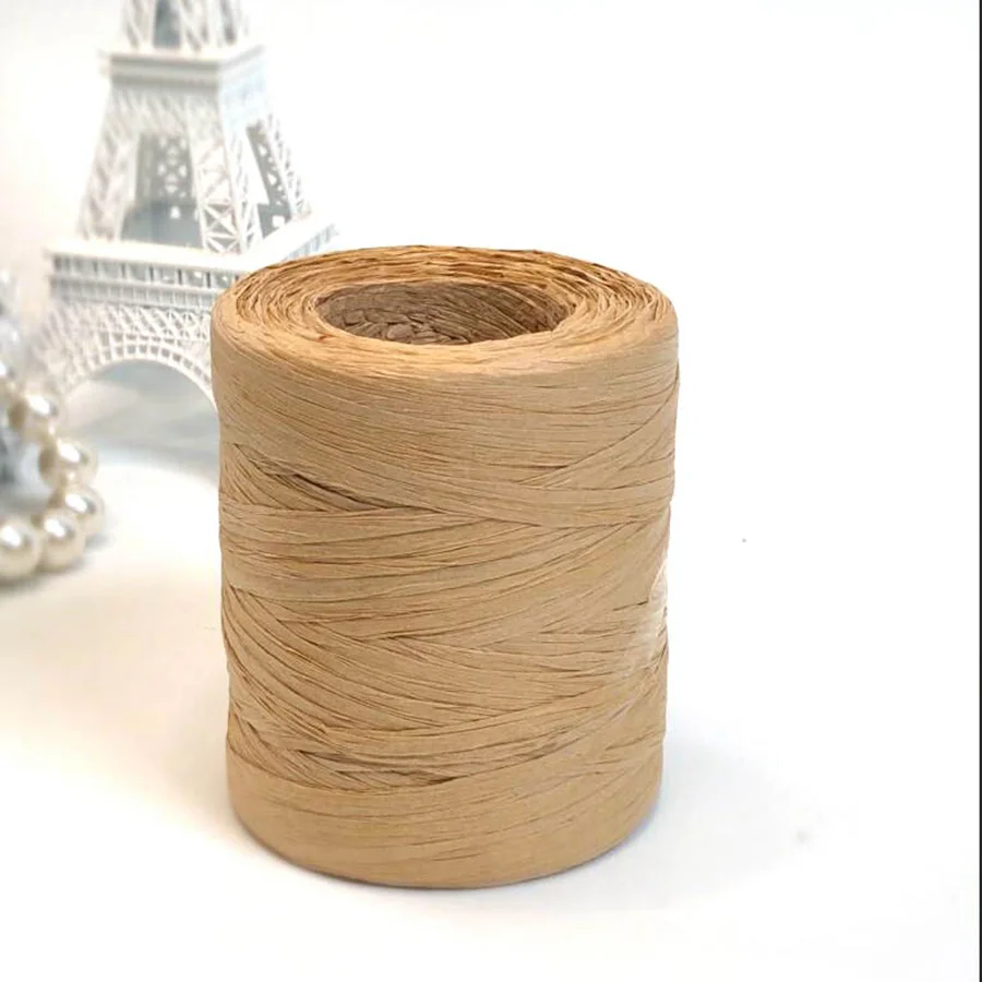 khaki Рафия, соломенная пряжа, популярная, летняя, вязанная крючком, шляпа от солнца, пряжа для ручных сумок, новинка, вязаная шляпа, пряжа, 200 метров/рулон - Цвет: khaki