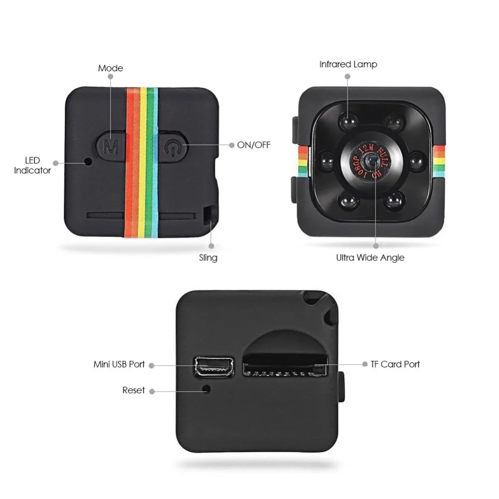 Мини-камера SQ10 SQ11 SQ12 1080P Full HD видеорегистратор с функцией ночного видения