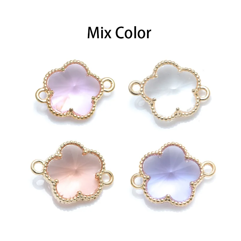 Mix Color3 4 шт счастливый цветок подвески-соединители аксессуары для самостоятельного изготовления ювелирных изделий ручной работы ювелирных изделий женский браслет серьги - Цвет: Mix Color3
