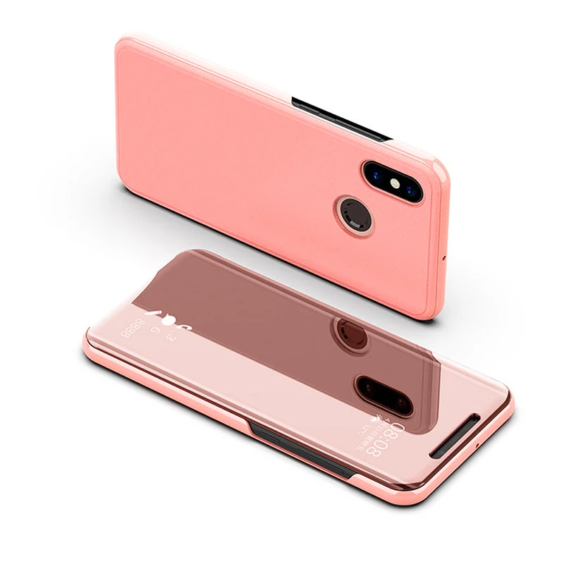 360 Полный чехол для телефона Xiaomi 6 6X A2 lite F1 Max 3 play роскошный зеркальный флип умный чехол для Xiomi A2lite 6 X складной край - Цвет: Rose gold