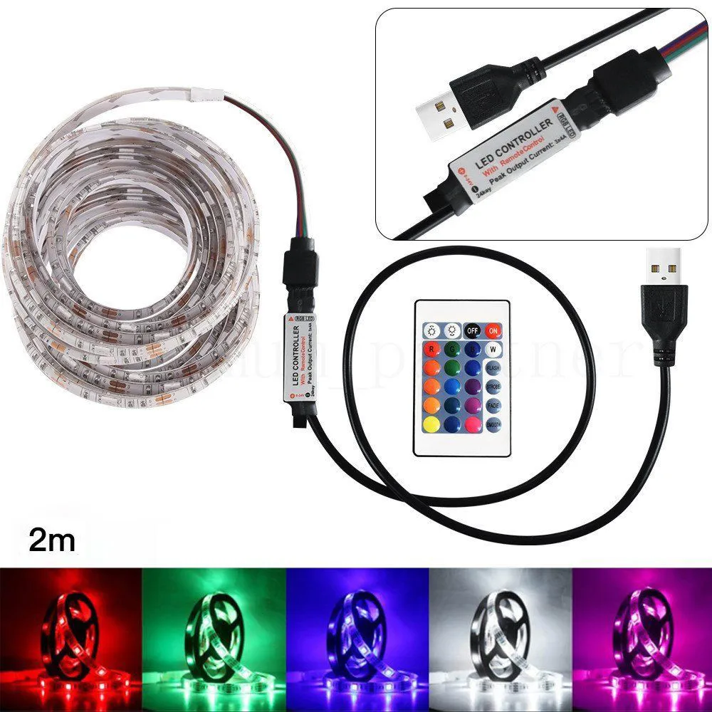 Светодиодная ленсветильник RGB 5050 50 200 см USB лента подсветка для телевизора