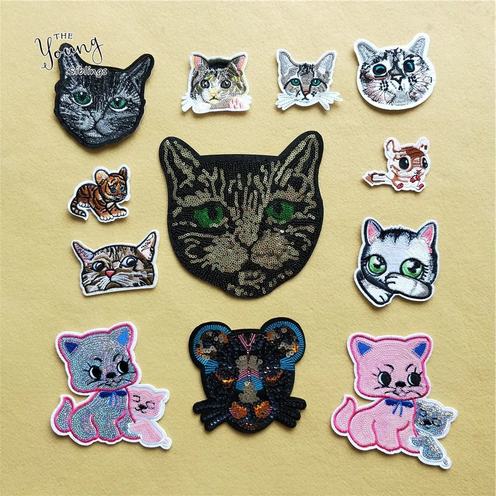Мультяшный кот леопард для детской одежды термоклейкие патчи DIY вышивка швейные