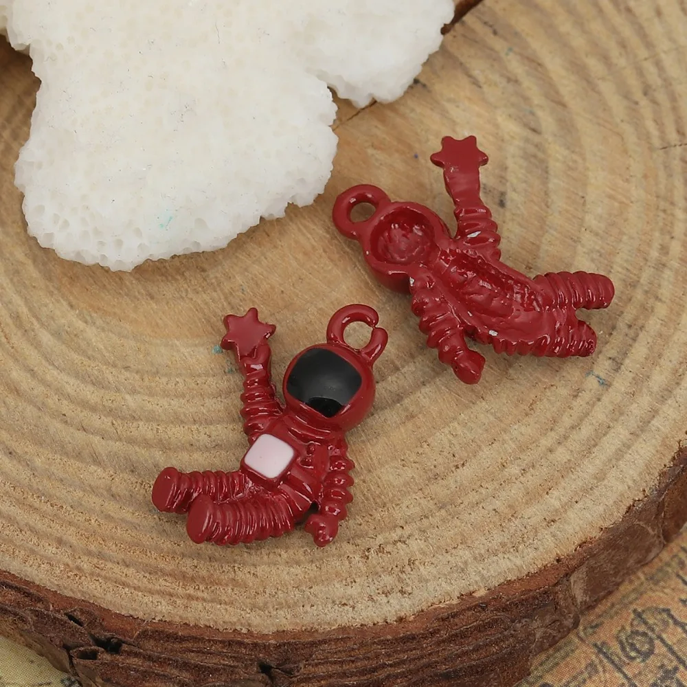 DoreenBeads Мода цинковый сплав подвеска с изображением галактики астронавт, космонавт бежевый красочный эмаль амулеты «сделай сам» 22 мм x 16 мм, 5 шт