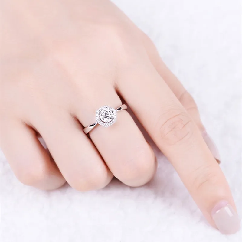 Оригинальное сертифицированное кольцо Dimaond ZOCAI обручальное 0 07ct/0 15ct H/SI 18K