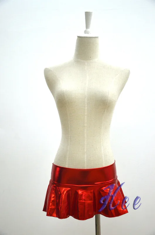 

Dropped Waist Women's Sexy Leather Mini Short Skirt dancer stripper partywear costume clubwear pleated skirt sexy