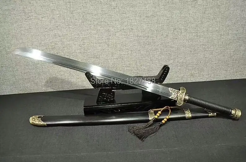 Хорошая Ручная ковка сложенный дамасский стальной клинок острый династии Цин