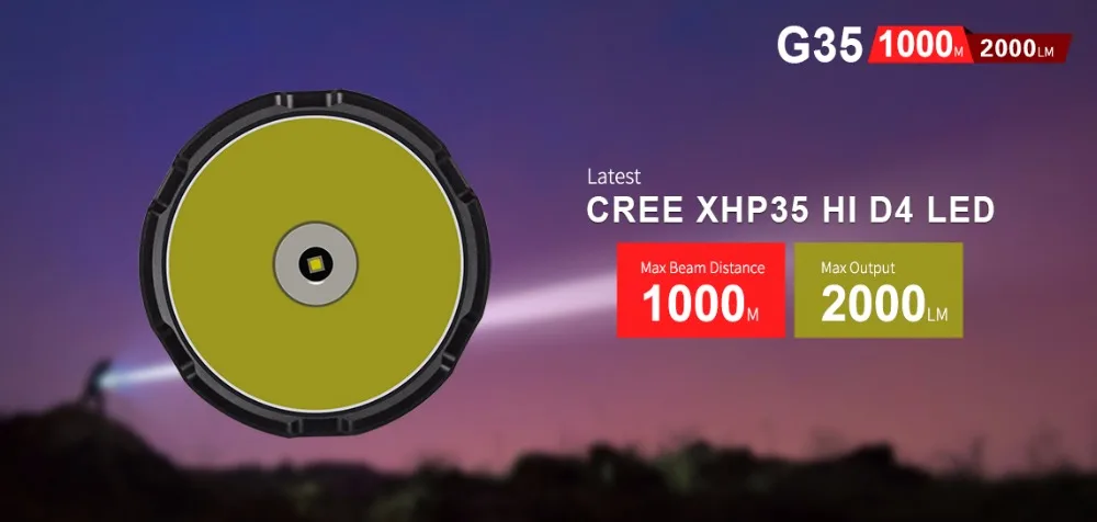 KLARUS G35 фонарь XHP35 HI D4 2000LM дальность луча 1000 м светодиодный фонарик+ 3 шт. Klarus 18650 2600 мАч батареи+ CH4S зарядное устройство