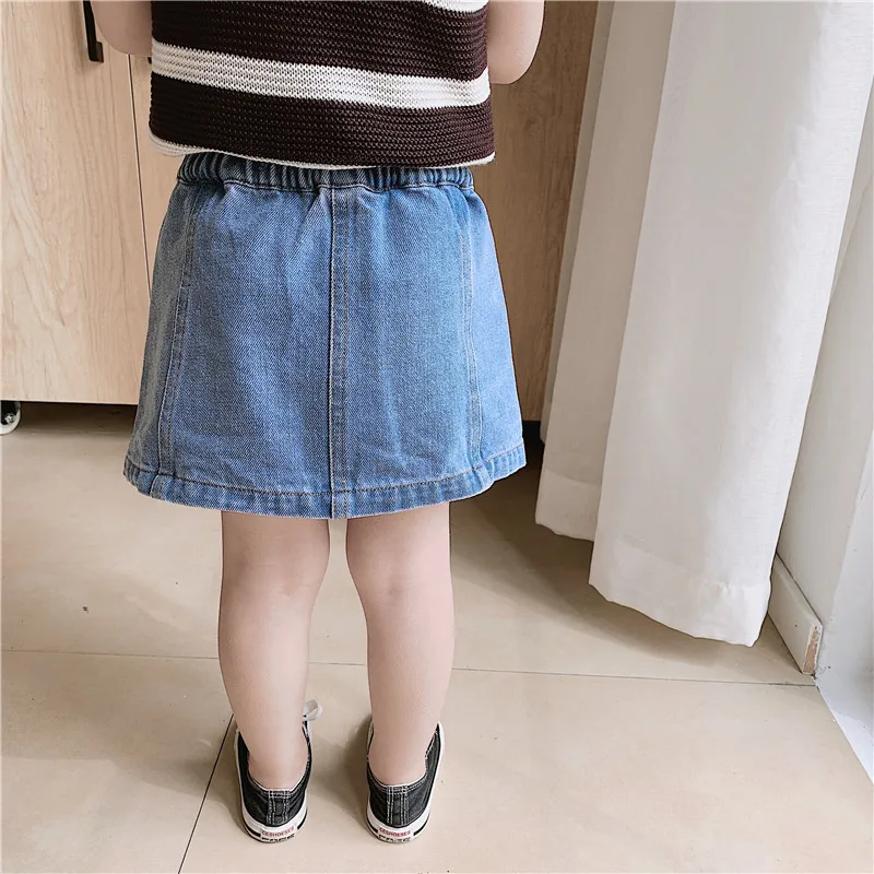 Джинсовая юбка на пуговицах для девочек летняя мини-юбка в Корейском стиле с