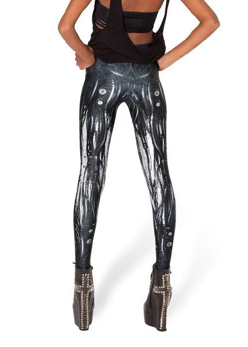 Модные дизайнерские женские черные леггинсы Galaxy космические механические